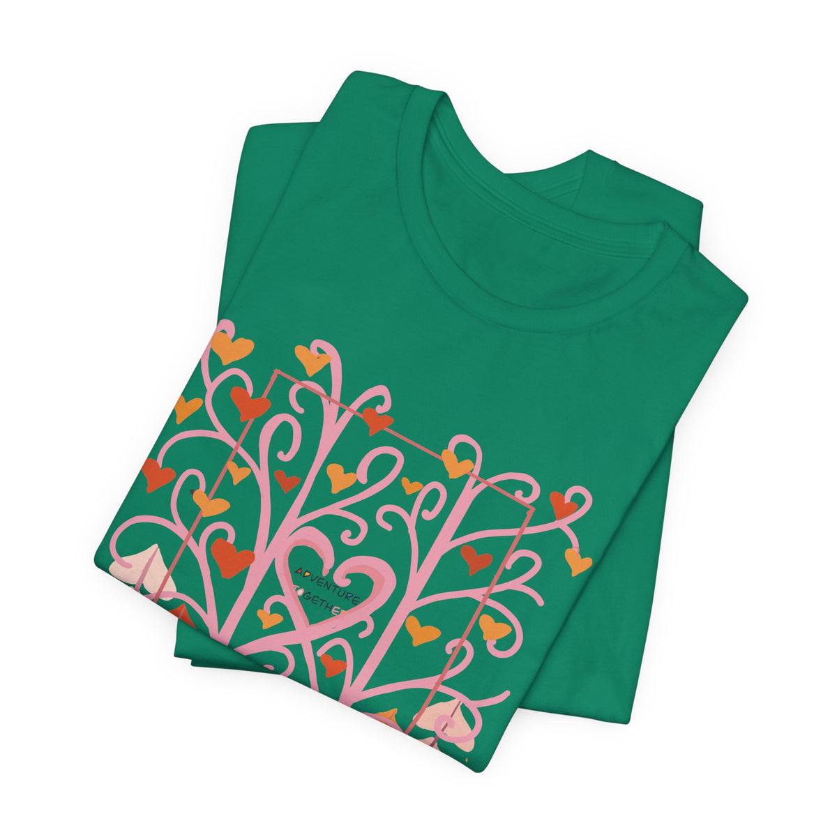 Folk Art Valentine’s Nature T-Shirt • Matching Couples & Family Shirts • Personalized Heart Design • Romantic Woodland Tee