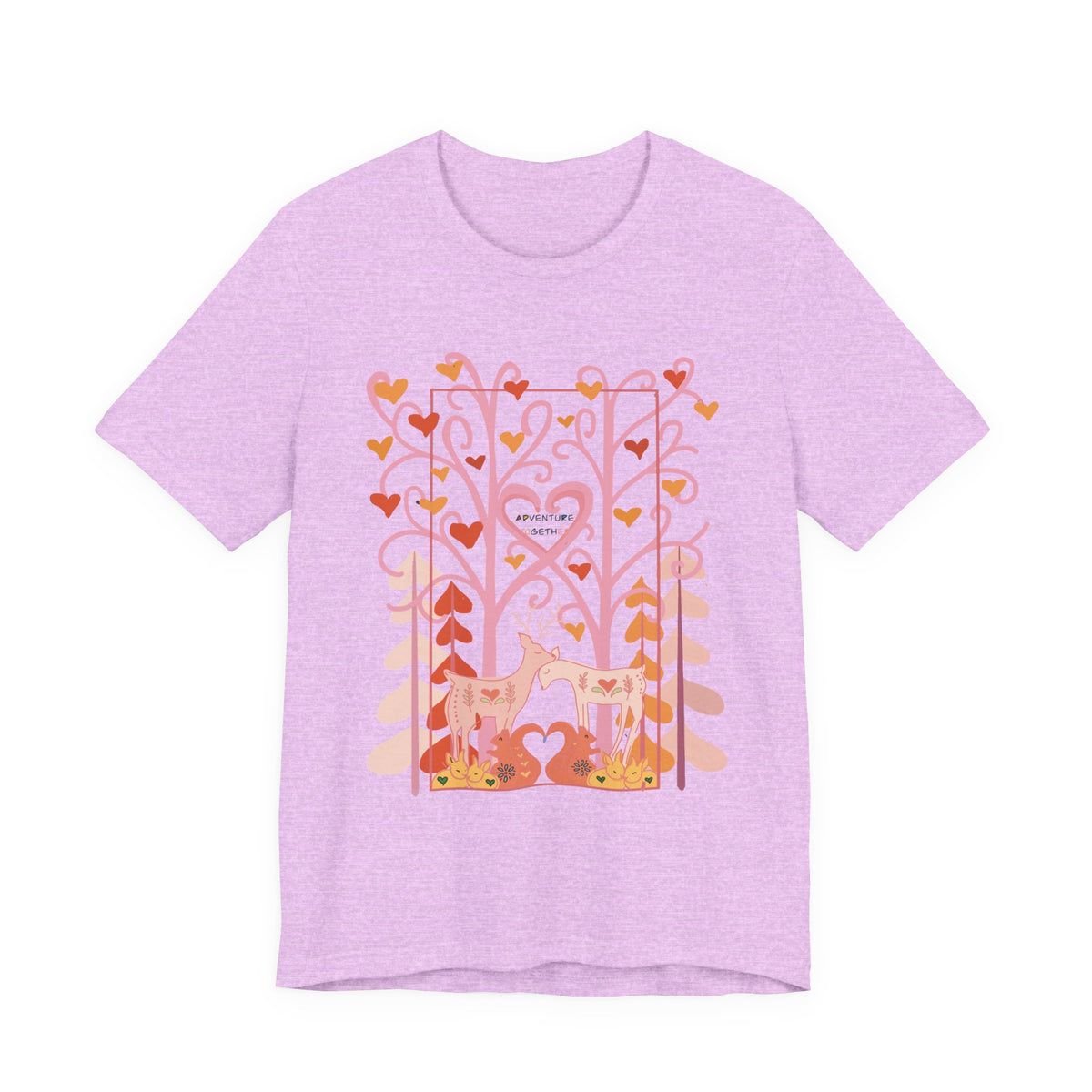 Folk Art Valentine’s Nature T-Shirt • Matching Couples & Family Shirts • Personalized Heart Design • Romantic Woodland Tee