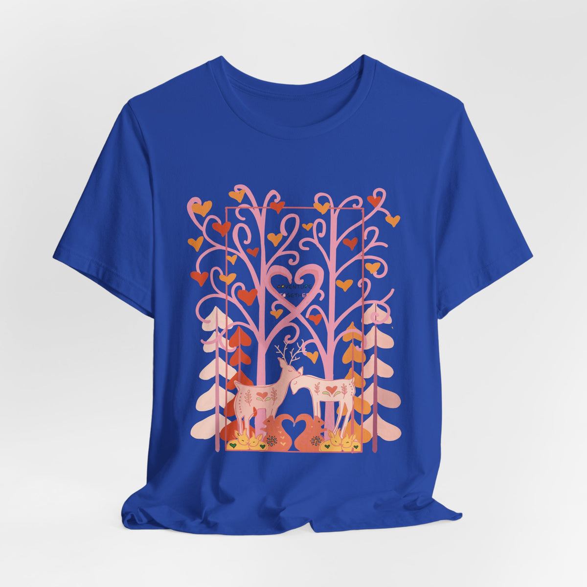 Folk Art Valentine’s Nature T-Shirt • Matching Couples & Family Shirts • Personalized Heart Design • Romantic Woodland Tee