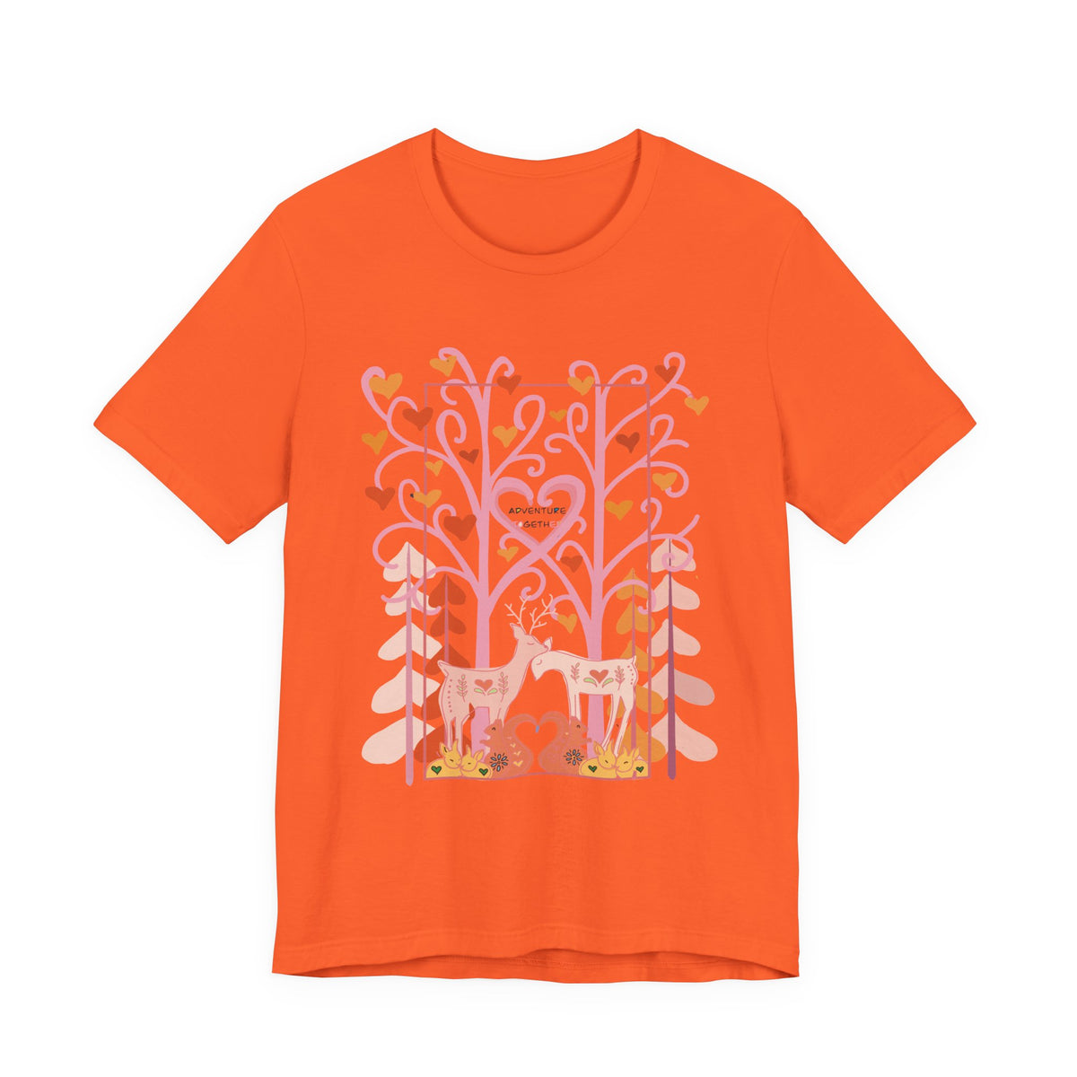 Folk Art Valentine’s Nature T-Shirt • Matching Couples & Family Shirts • Personalized Heart Design • Romantic Woodland Tee