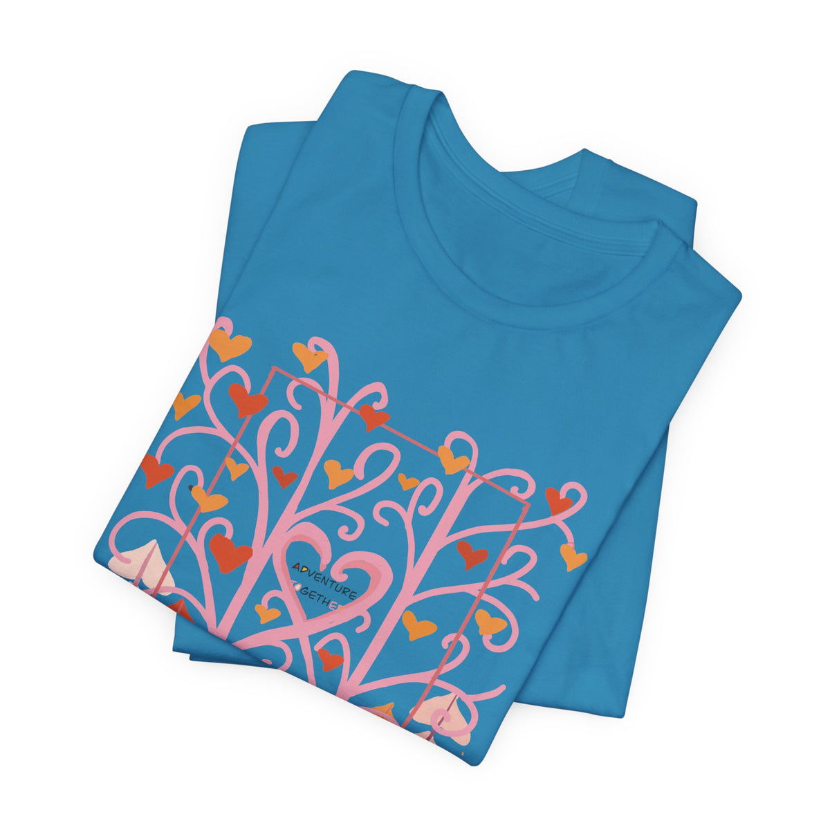 Folk Art Valentine’s Nature T-Shirt • Matching Couples & Family Shirts • Personalized Heart Design • Romantic Woodland Tee