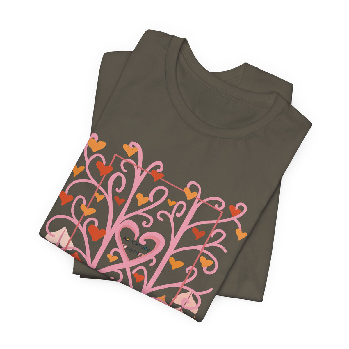 Folk Art Valentine’s Nature T-Shirt • Matching Couples & Family Shirts • Personalized Heart Design • Romantic Woodland Tee