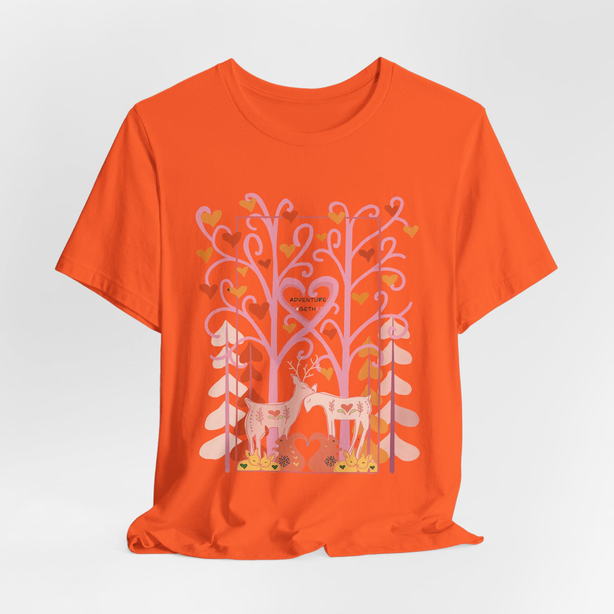 Folk Art Valentine’s Nature T-Shirt • Matching Couples & Family Shirts • Personalized Heart Design • Romantic Woodland Tee