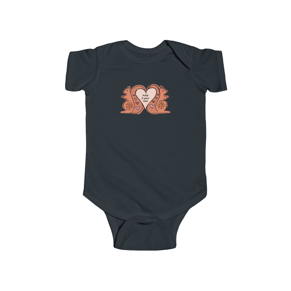 Baby One piece with Heart Squirrels — Cute Infant Bodysuit