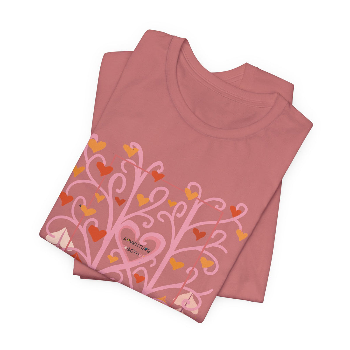 Folk Art Valentine’s Nature T-Shirt • Matching Couples & Family Shirts • Personalized Heart Design • Romantic Woodland Tee