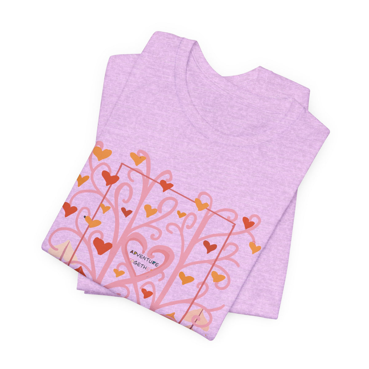 Folk Art Valentine’s Nature T-Shirt • Matching Couples & Family Shirts • Personalized Heart Design • Romantic Woodland Tee