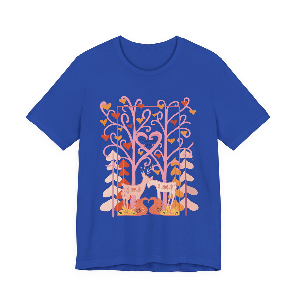 Folk Art Valentine’s Nature T-Shirt • Matching Couples & Family Shirts • Personalized Heart Design • Romantic Woodland Tee