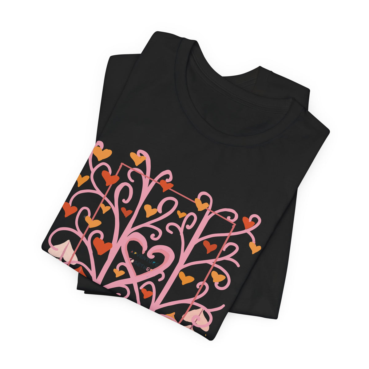 Folk Art Valentine’s Nature T-Shirt • Matching Couples & Family Shirts • Personalized Heart Design • Romantic Woodland Tee