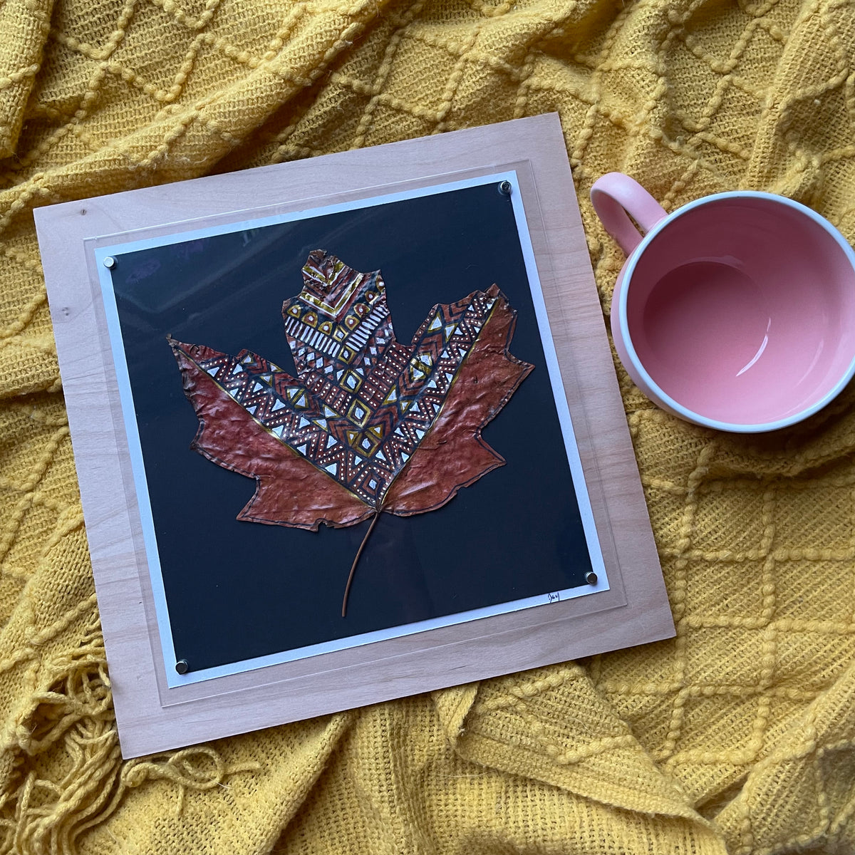 Hand Painted Real Maple Leaf- Framed