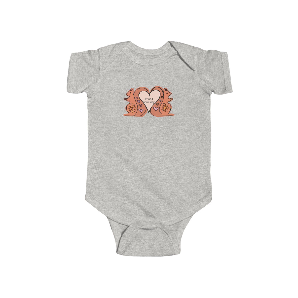 Baby One piece with Heart Squirrels — Cute Infant Bodysuit