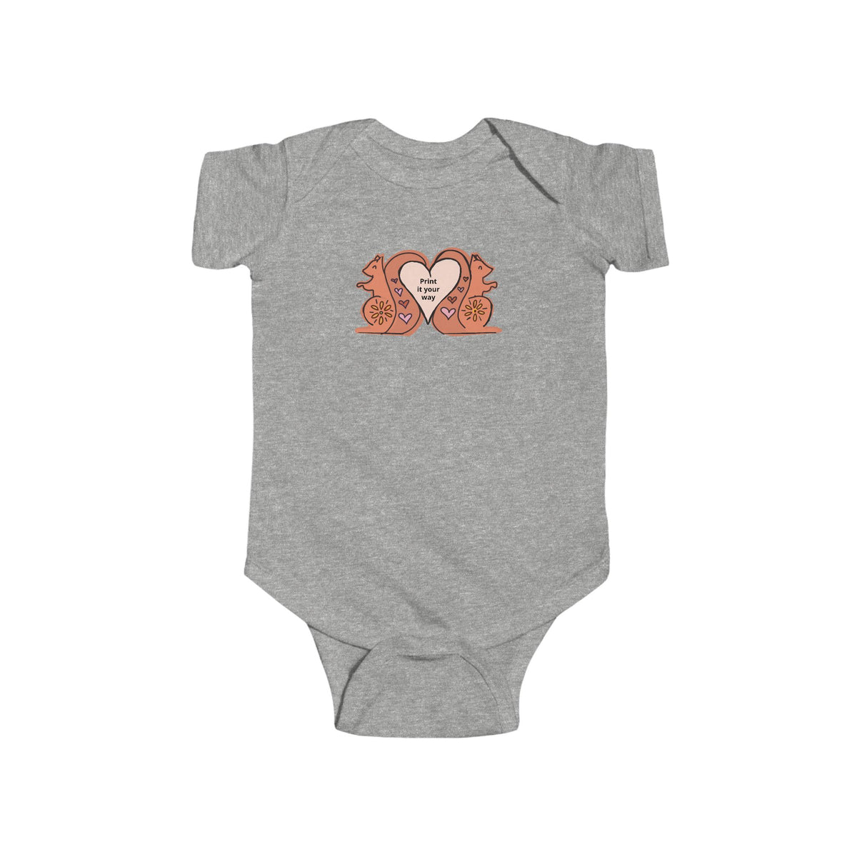 Baby One piece with Heart Squirrels — Cute Infant Bodysuit