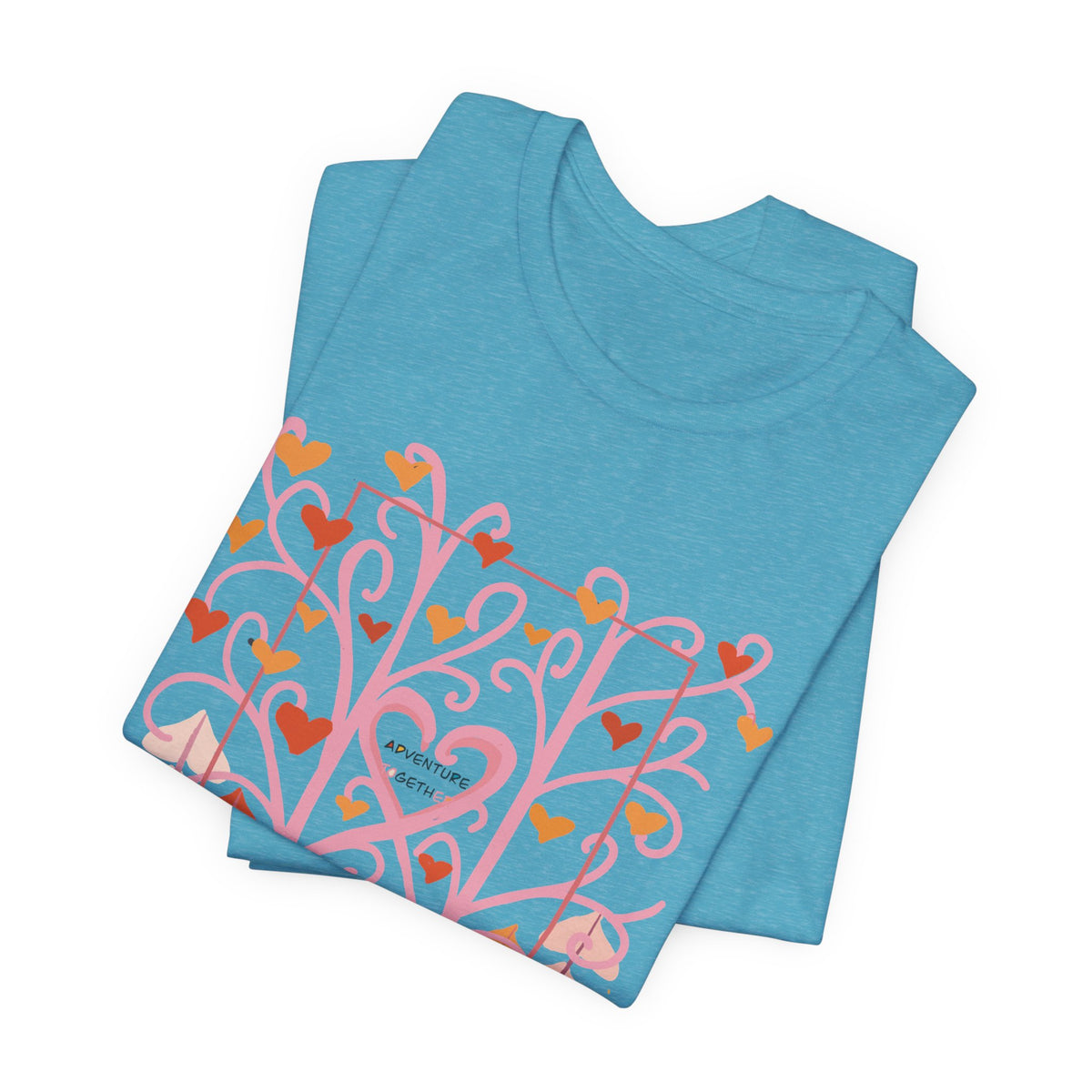 Folk Art Valentine’s Nature T-Shirt • Matching Couples & Family Shirts • Personalized Heart Design • Romantic Woodland Tee