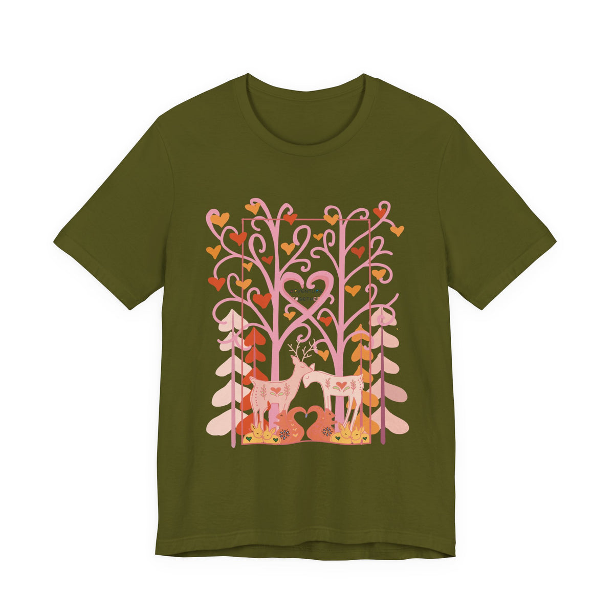 Folk Art Valentine’s Nature T-Shirt • Matching Couples & Family Shirts • Personalized Heart Design • Romantic Woodland Tee