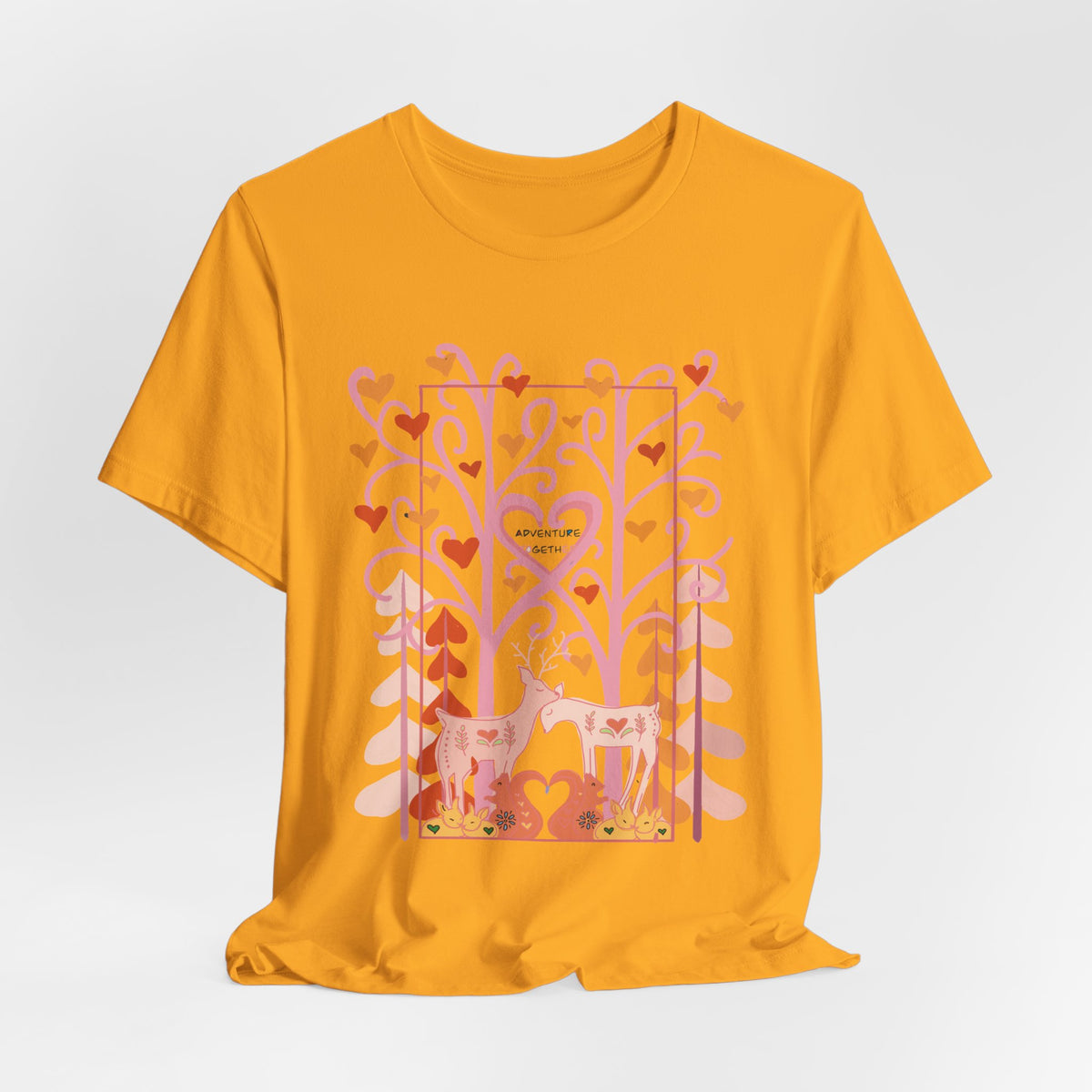 Folk Art Valentine’s Nature T-Shirt • Matching Couples & Family Shirts • Personalized Heart Design • Romantic Woodland Tee
