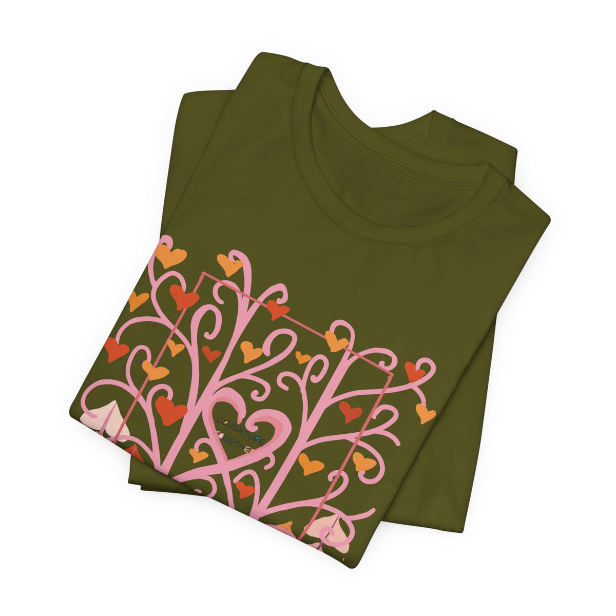 Folk Art Valentine’s Nature T-Shirt • Matching Couples & Family Shirts • Personalized Heart Design • Romantic Woodland Tee