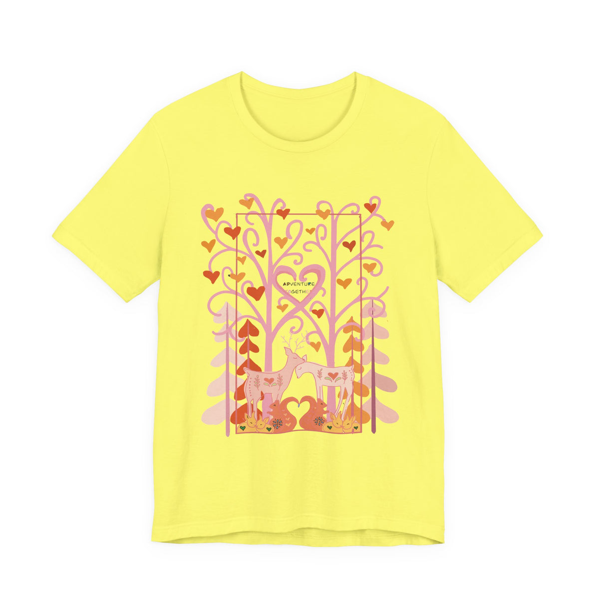 Folk Art Valentine’s Nature T-Shirt • Matching Couples & Family Shirts • Personalized Heart Design • Romantic Woodland Tee