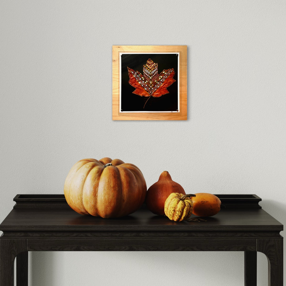 Hand Painted Real Maple Leaf- Framed