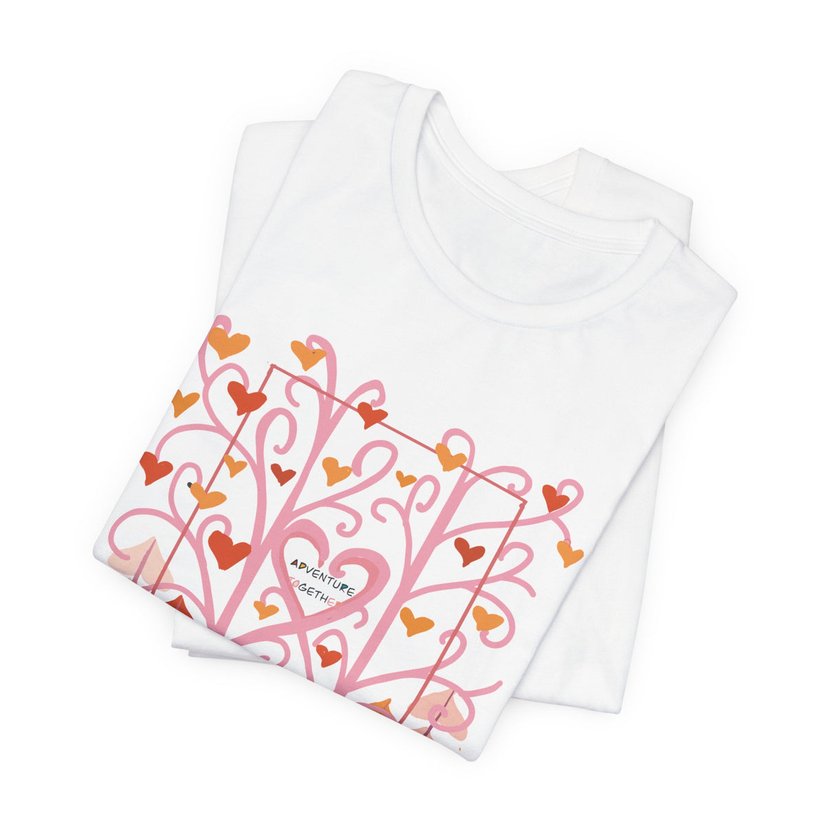 Folk Art Valentine’s Nature T-Shirt • Matching Couples & Family Shirts • Personalized Heart Design • Romantic Woodland Tee