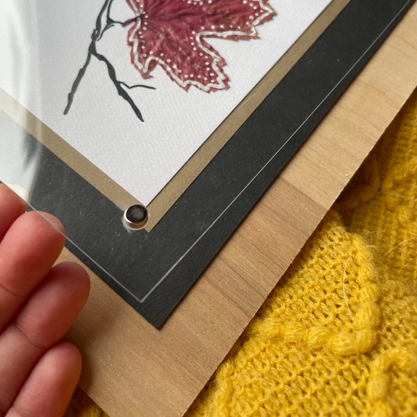 Bear Cub and Leaves Nature Collage- Framed