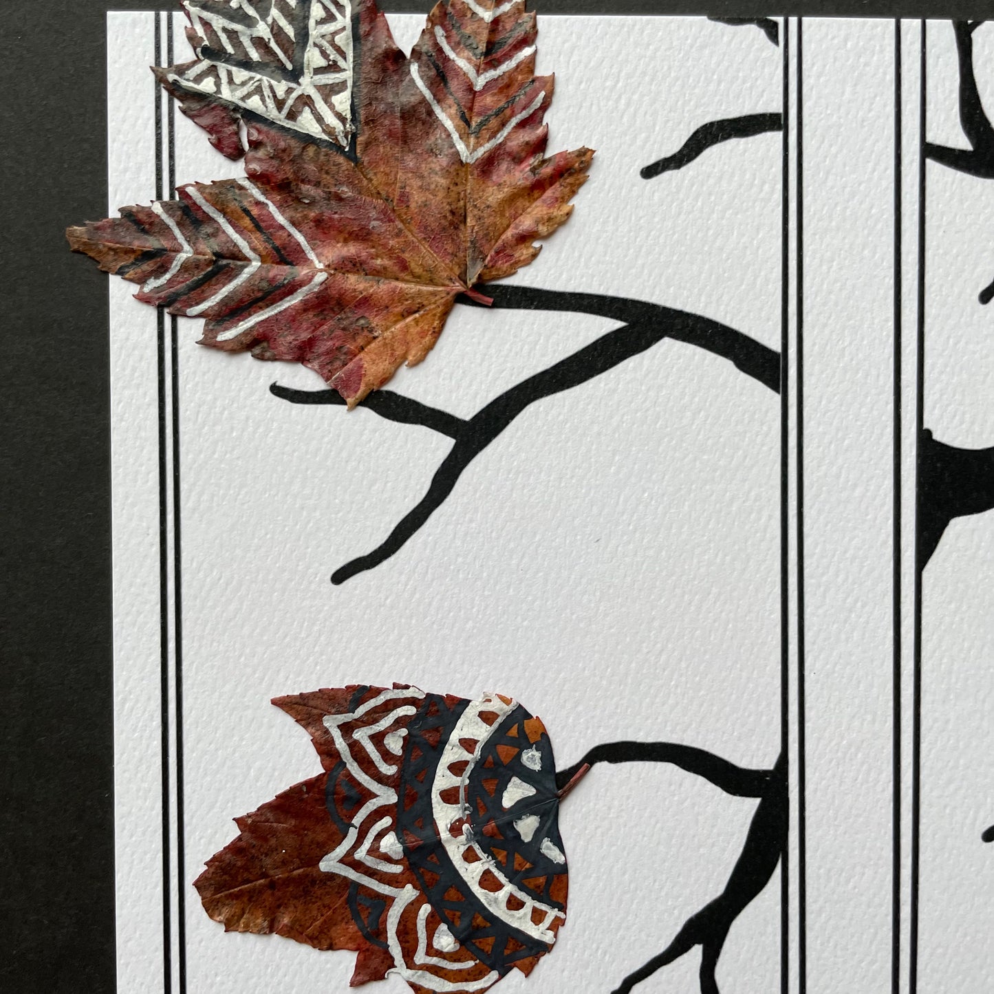 Cozy Cup and Real Fall Leaves Nature Collage-Framed
