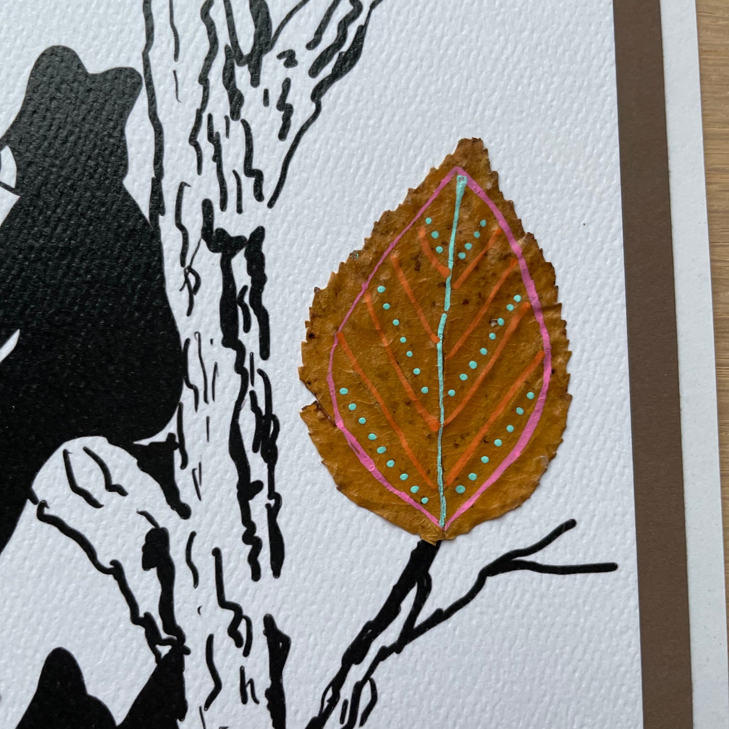 Bear Cubs and Leaves Nature Collage- Framed