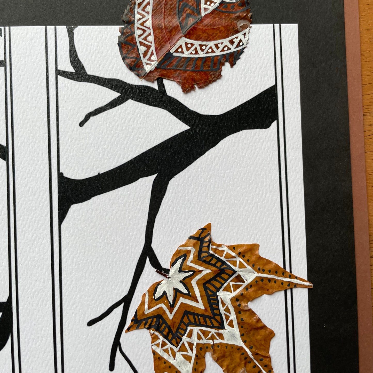 Cozy Cup and Real Fall Leaves Nature Collage-Framed