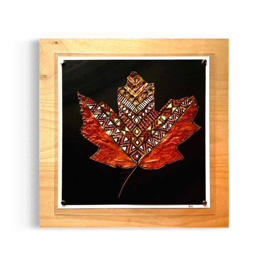 Hand Painted Real Maple Leaf- Framed